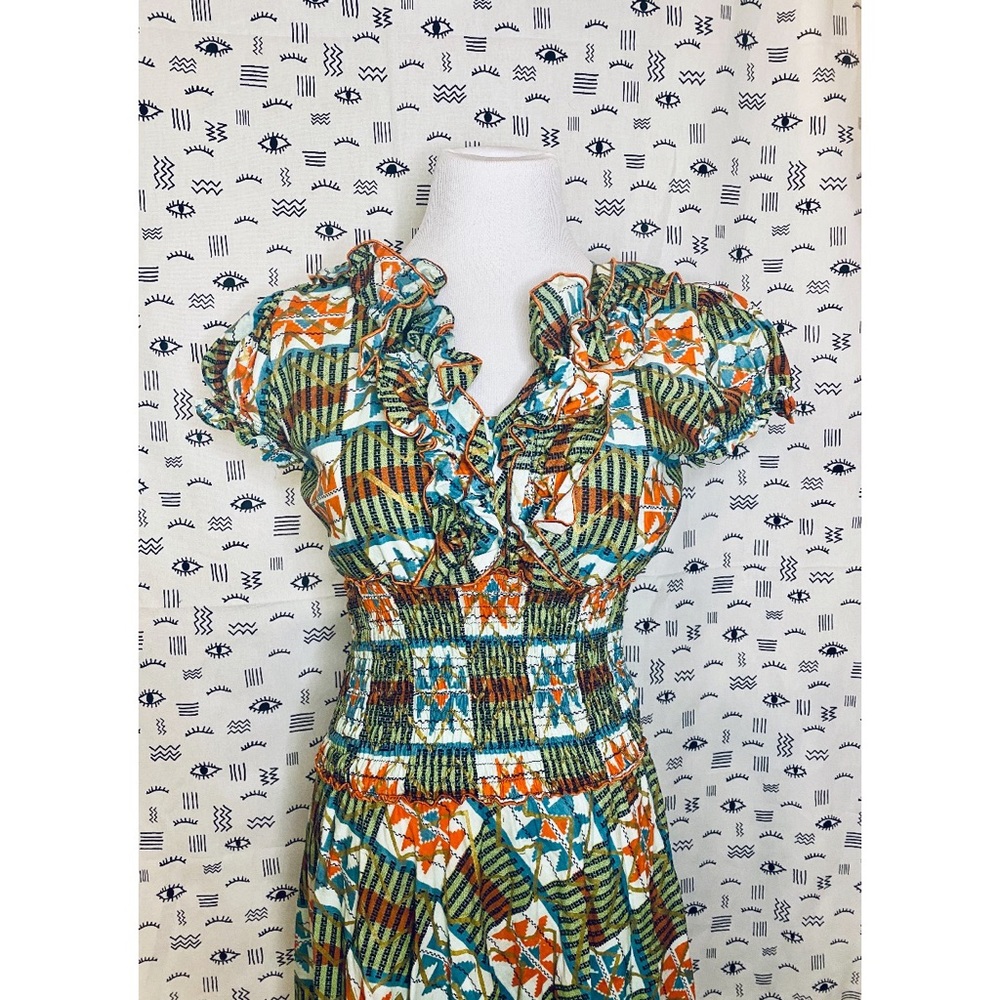 Vintage Shirred Midi Dress